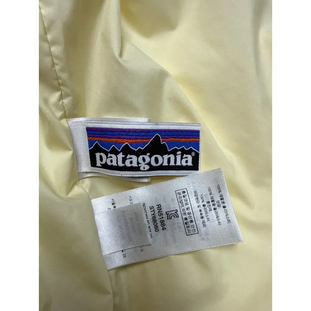 Patagonia Girls Size 12 Large Kids Butter Yellow Diamond Quilted Puffer Jacket
